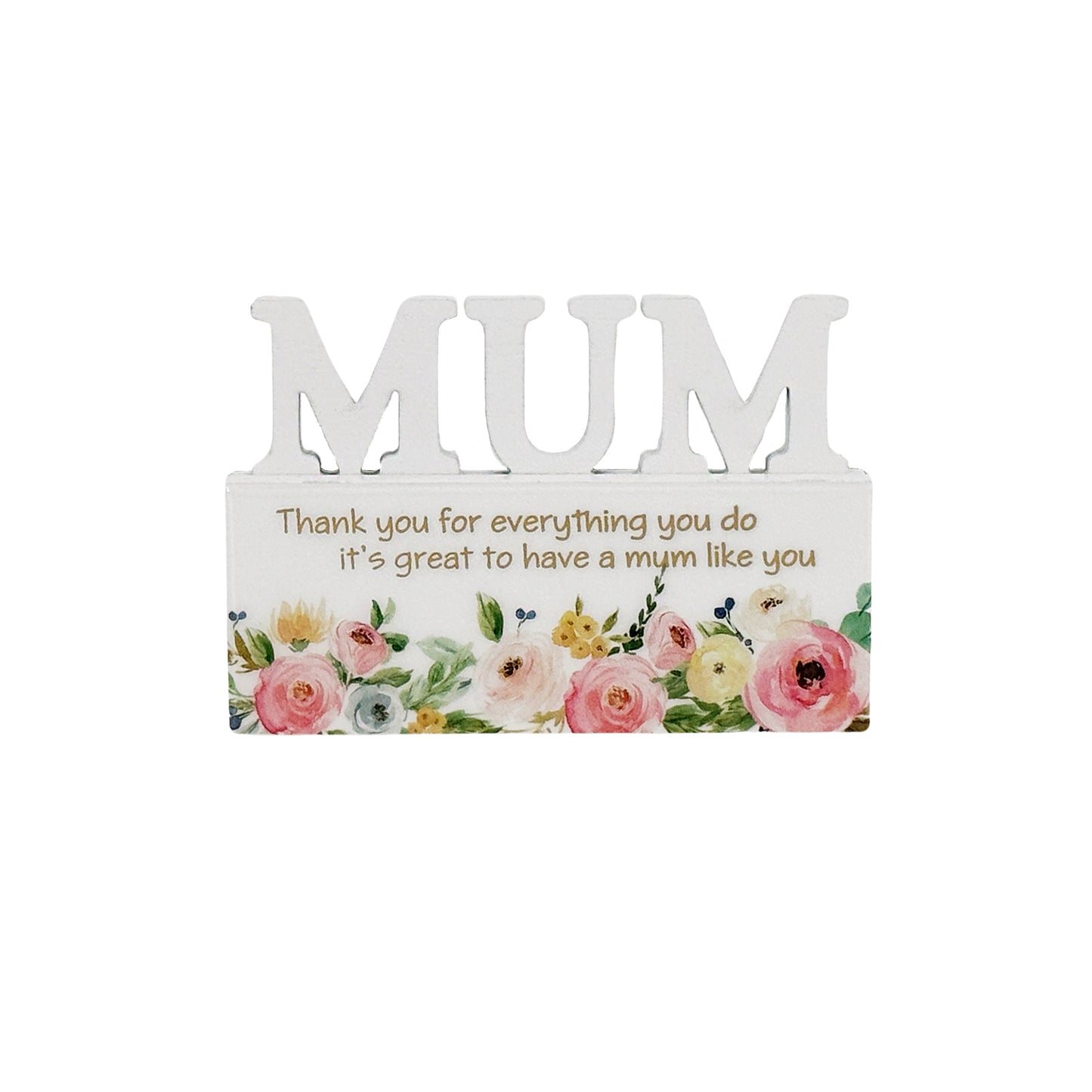 A charming Mum letter-shaped home decor, designed with beautiful floral patterns, making it an ideal Mother’s Day gift. This elegant piece features vibrant flowers around the letters, symbolizing love and appreciation. Perfect for celebrating Mother's Day, this decorative ornament can be placed in any room of the house to brighten up the space. A thoughtful and meaningful gift for mom, adding a personalized and floral touch to her home decor. 1
