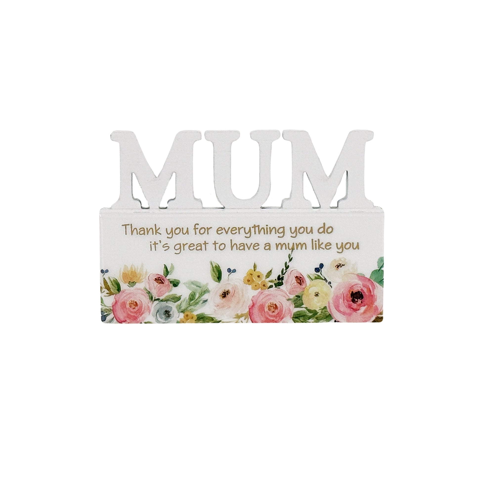 A charming Mum letter-shaped home decor, designed with beautiful floral patterns, making it an ideal Mother’s Day gift. This elegant piece features vibrant flowers around the letters, symbolizing love and appreciation. Perfect for celebrating Mother's Day, this decorative ornament can be placed in any room of the house to brighten up the space. A thoughtful and meaningful gift for mom, adding a personalized and floral touch to her home decor. 1
