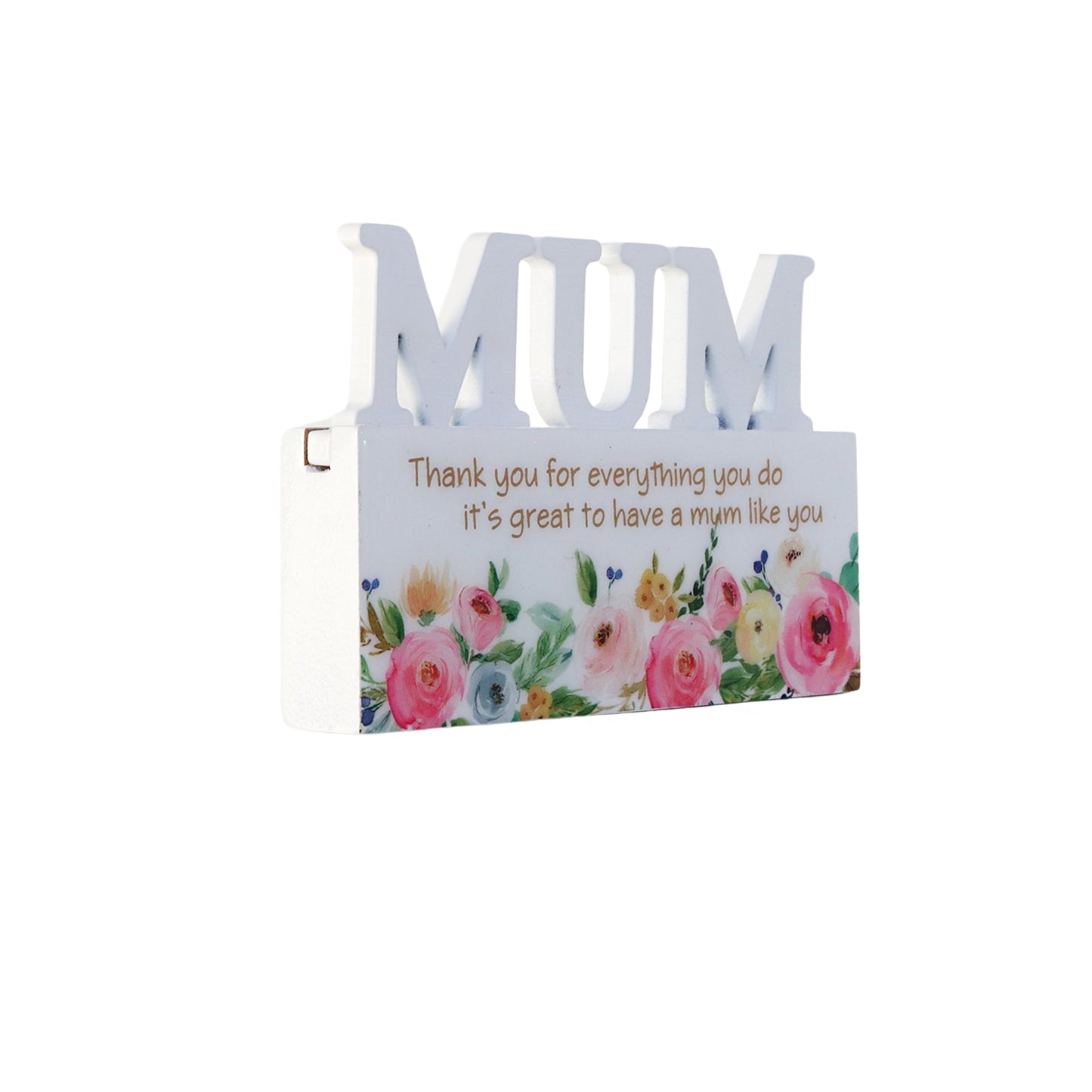 A charming Mum letter-shaped home decor, designed with beautiful floral patterns, making it an ideal Mother’s Day gift. This elegant piece features vibrant flowers around the letters, symbolizing love and appreciation. Perfect for celebrating Mother's Day, this decorative ornament can be placed in any room of the house to brighten up the space. A thoughtful and meaningful gift for mom, adding a personalized and floral touch to her home decor. 2
