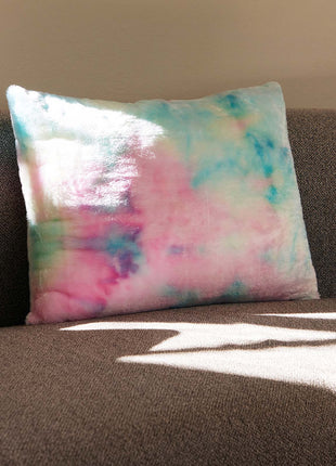Vibrant rainbow-colored faux fur throw pillow, ultra-soft and skin-friendly, perfect as a cushion for bed or couch decor. Adds a cozy and colorful touch to any room, ideal for kids, teens, and adults 4.