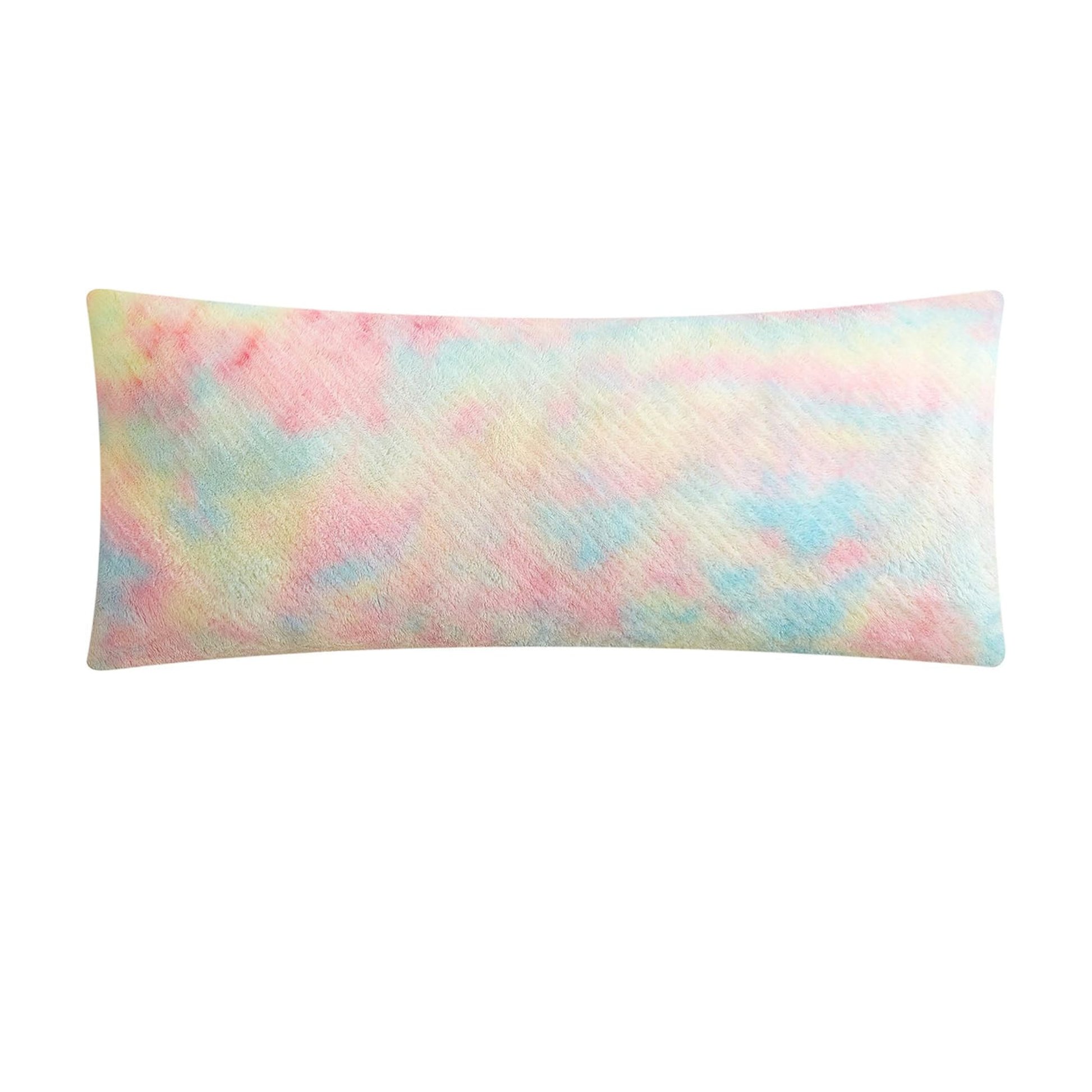 Vibrant rainbow-colored soft body pillow, faux fur long throw pillow, ultra-soft and skin-friendly, perfect as a cushion for bed or couch decor. Adds a cozy and colorful touch to any room, ideal for kids, teens, and adults 1.