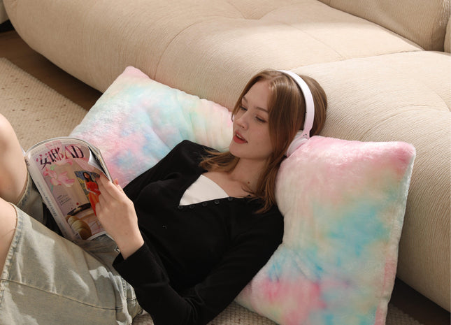 Vibrant rainbow-colored soft body pillow, faux fur long throw pillow, ultra-soft and skin-friendly, perfect as a cushion for bed or couch decor. Adds a cozy and colorful touch to any room, ideal for kids, teens, and adults 2.