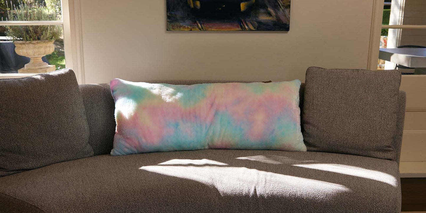 Vibrant rainbow-colored soft body pillow, faux fur long throw pillow, ultra-soft and skin-friendly, perfect as a cushion for bed or couch decor. Adds a cozy and colorful touch to any room, ideal for kids, teens, and adults 4.