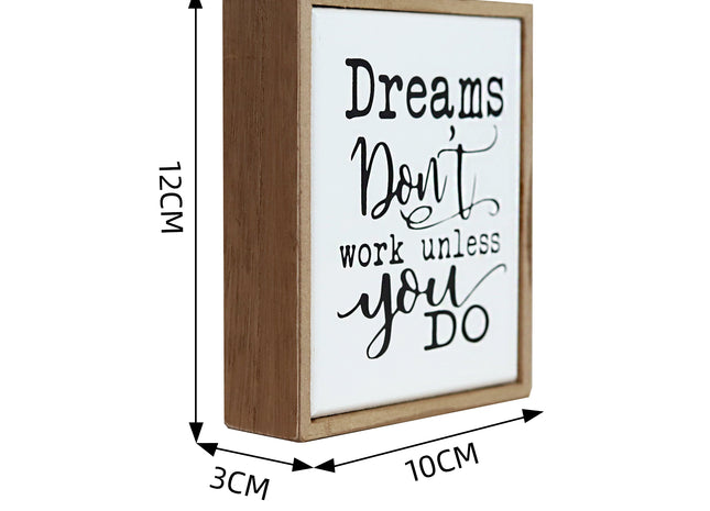 Rectangular wooden decoration featuring a white center and wooden border, printed with a heartfelt quote. A versatile home decor piece and thoughtful gift for any occasion, perfect for placing on shelves, desks, or mantelpieces. 5
