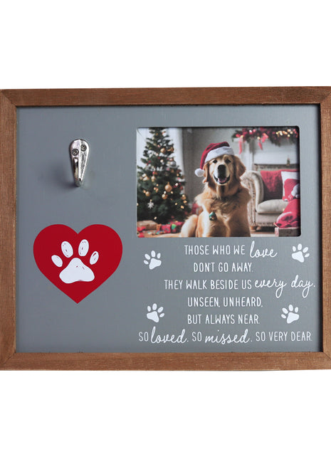 Beautiful red pet memorial picture frame for honoring lost pets, featuring a 4x6 inch photo slot for cherished memories of your dog or cat. Perfect sympathy gift for pet lovers, this dog cat memorial frame makes a heartfelt remembrance gift for those grieving a pet loss. 1