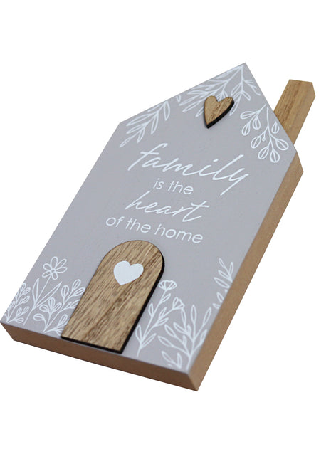 Charming rustic wooden miniature house model with love, designed in a country style. Family Is the Heart of The Home. This small and elegant home decor piece is perfect for adding a touch of countryside charm to any tabletop or shelf. 2

