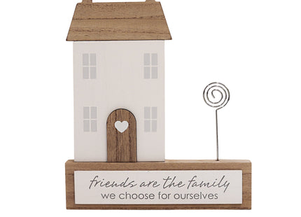 Charming rustic wooden miniature house model with love, designed in a country style. Friends Are the Family We Choose for Ourselves. This small and elegant home decor piece is perfect for adding a touch of countryside charm to any tabletop or shelf. 1
