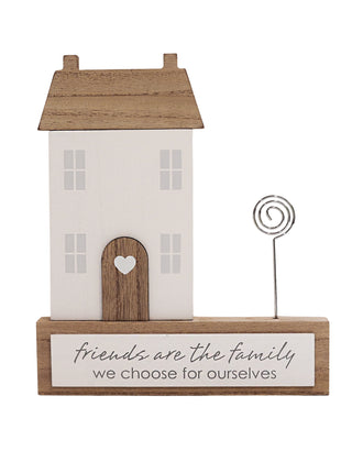 Charming rustic wooden miniature house model with love, designed in a country style. Friends Are the Family We Choose for Ourselves. This small and elegant home decor piece is perfect for adding a touch of countryside charm to any tabletop or shelf. 1

