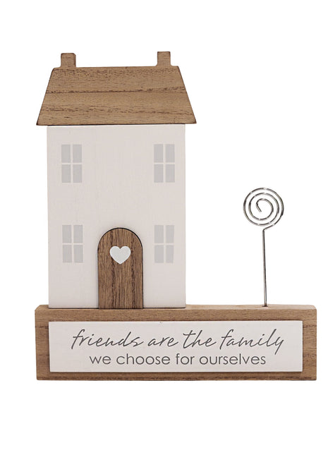 Charming rustic wooden miniature house model with love, designed in a country style. Friends Are the Family We Choose for Ourselves. This small and elegant home decor piece is perfect for adding a touch of countryside charm to any tabletop or shelf. 1
