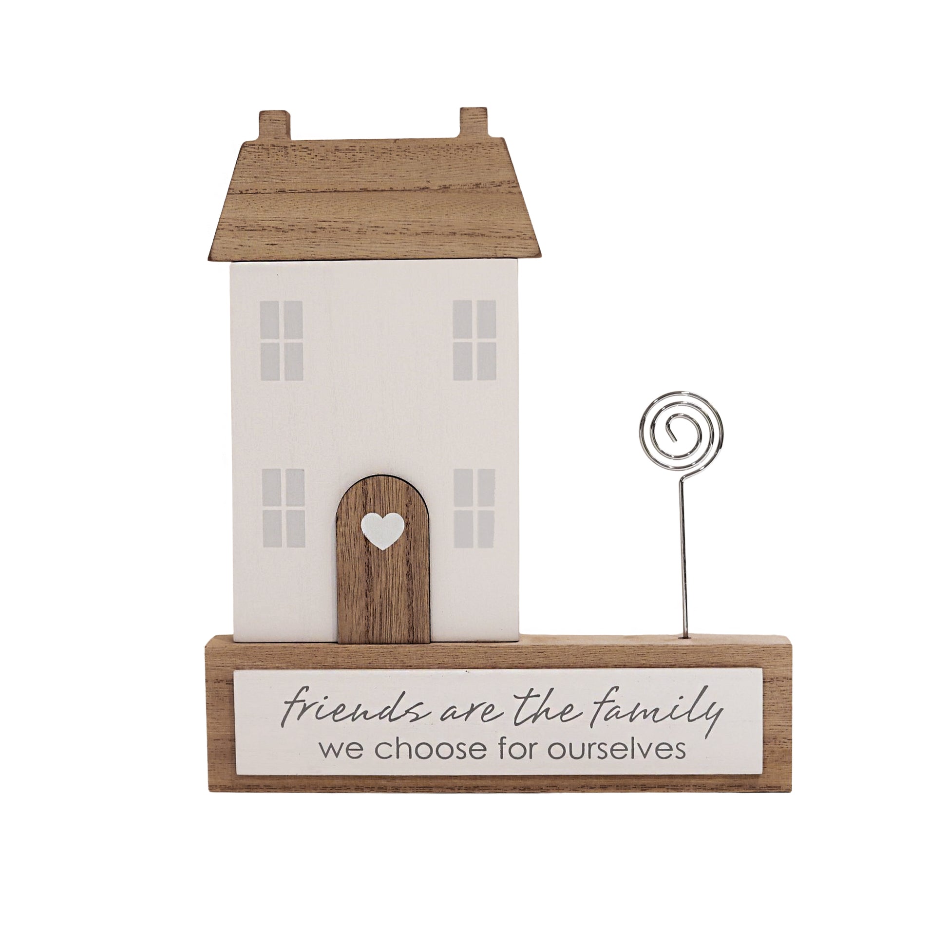 Charming rustic wooden miniature house model with love, designed in a country style. Friends Are the Family We Choose for Ourselves. This small and elegant home decor piece is perfect for adding a touch of countryside charm to any tabletop or shelf. 1
