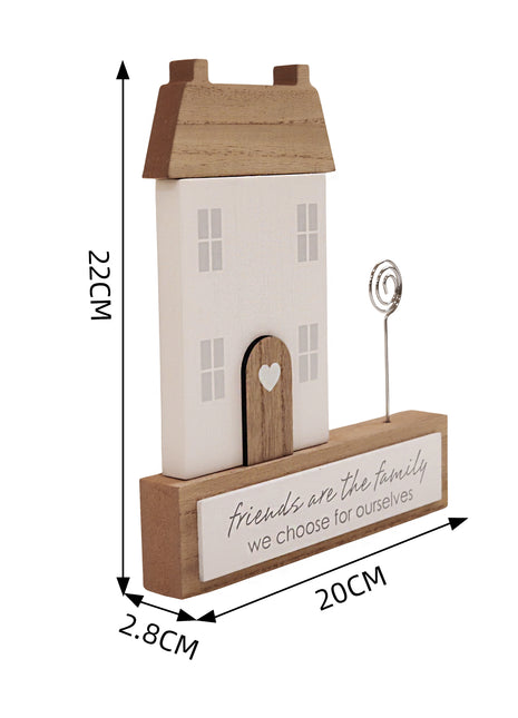 Charming rustic wooden miniature house model with love, designed in a country style. Friends Are the Family We Choose for Ourselves. This small and elegant home decor piece is perfect for adding a touch of countryside charm to any tabletop or shelf. 2
