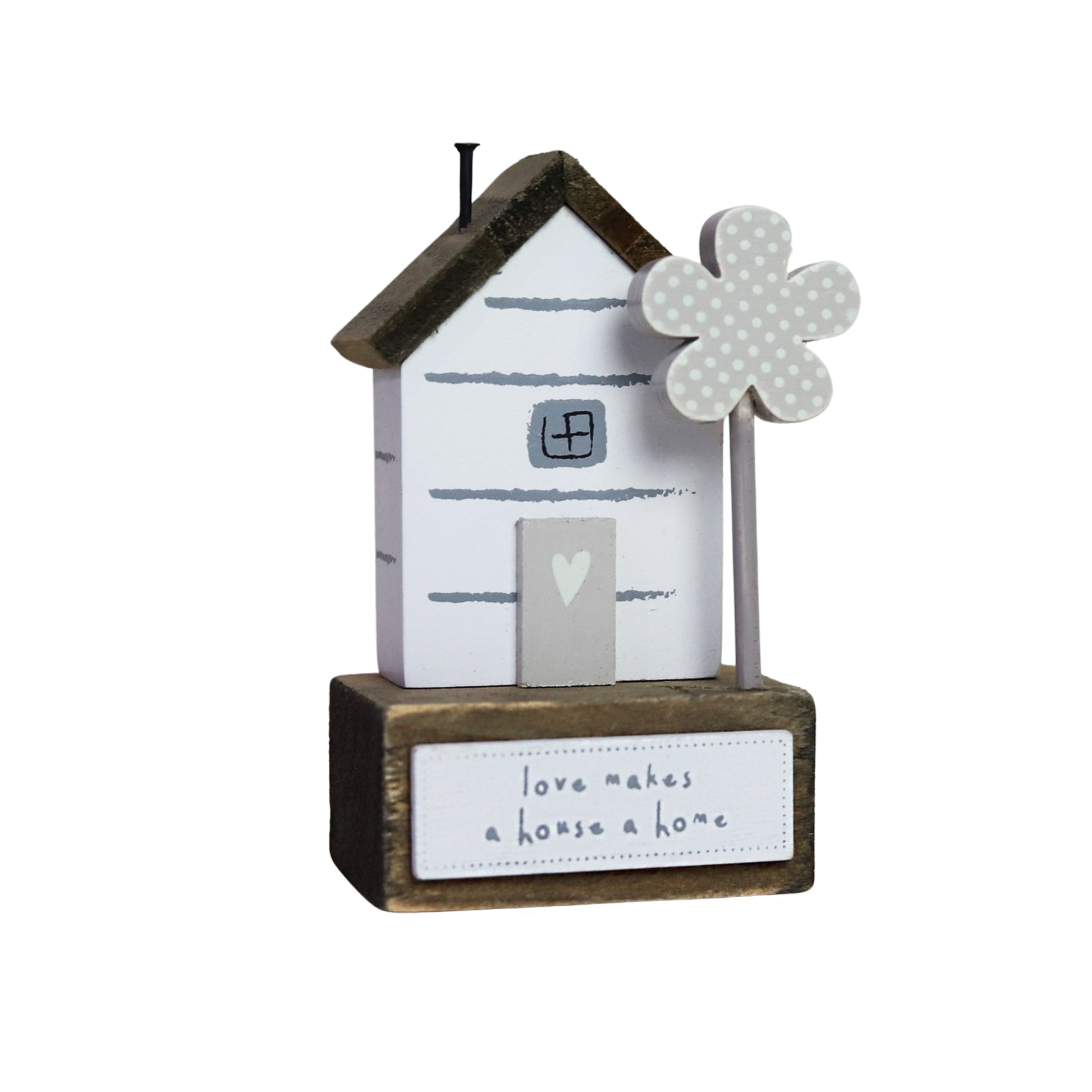 Charming rustic wooden miniature house model, designed in a country style. Love Makes a House a Home. This small and elegant home decor piece is perfect for adding a touch of countryside charm to any tabletop or shelf. 1
