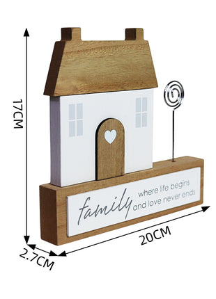 Charming rustic wooden miniature house model with love, designed in a country style. Family - Where Life Begins and Love Never Ends. This small and elegant home decor piece is perfect for adding a touch of countryside charm to any tabletop or shelf. 2

