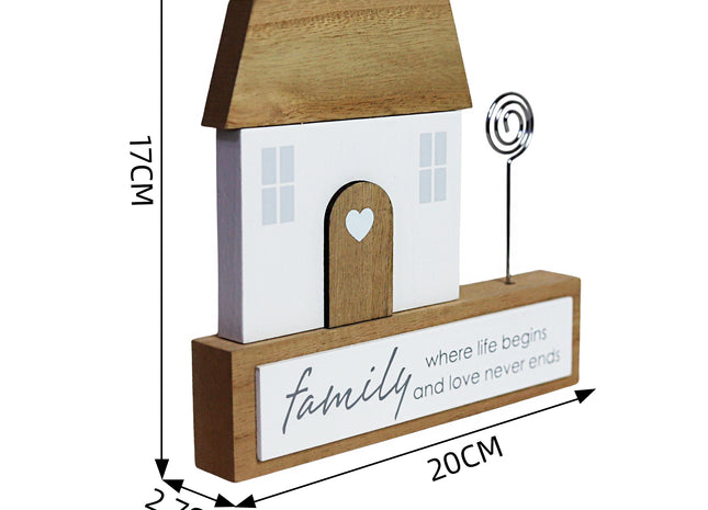 Charming rustic wooden miniature house model with love, designed in a country style. Family - Where Life Begins and Love Never Ends. This small and elegant home decor piece is perfect for adding a touch of countryside charm to any tabletop or shelf. 2
