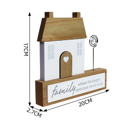 Charming rustic wooden miniature house model with love, designed in a country style. Family - Where Life Begins and Love Never Ends. This small and elegant home decor piece is perfect for adding a touch of countryside charm to any tabletop or shelf. 2
