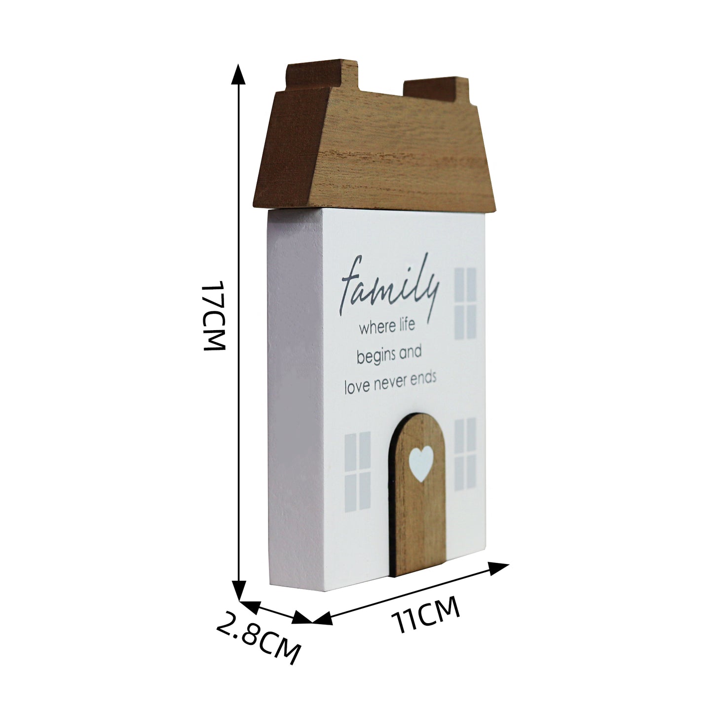 Charming rustic wooden miniature house model, designed in a country style. Family where life begins and love never ends. This small and elegant home decor piece is perfect for adding a touch of countryside charm to any tabletop or shelf. 2
