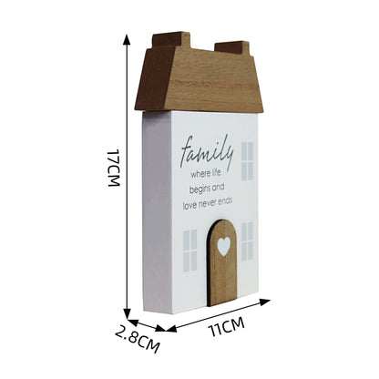 Charming rustic wooden miniature house model, designed in a country style. Family where life begins and love never ends. This small and elegant home decor piece is perfect for adding a touch of countryside charm to any tabletop or shelf. 2
