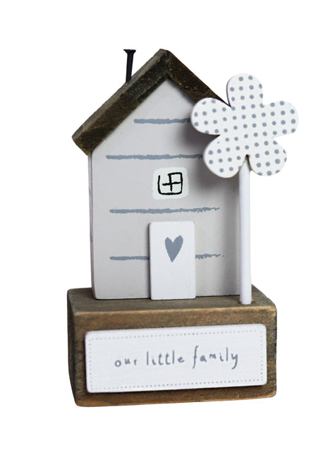 Charming rustic wooden miniature house model, designed in a country style. Our Little Family. This small and elegant home decor piece is perfect for adding a touch of countryside charm to any tabletop or shelf. 1
