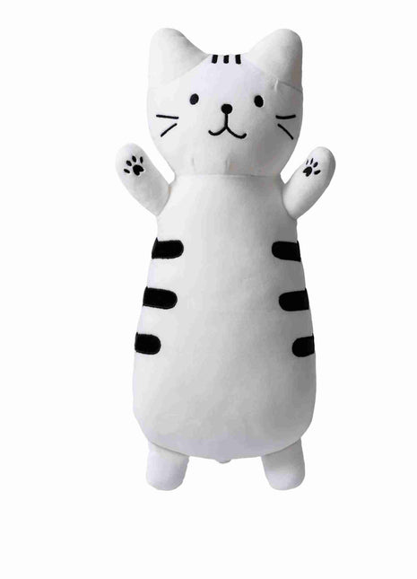 Adorable white cat plush toy shaped like a cute kitten, soft and squishy, perfect as a stuffed animal or pillow for kids. Great gift idea for cat lovers and fans of squishmallow-style plushies 1.