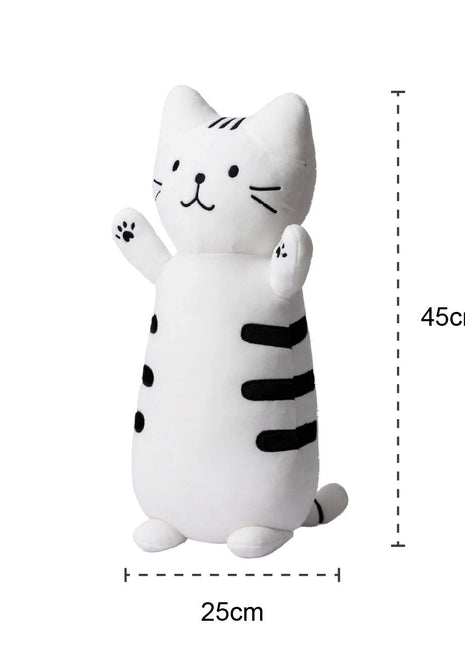 Adorable white cat plush toy shaped like a cute kitten, soft and squishy, perfect as a stuffed animal or pillow for kids. Great gift idea for cat lovers and fans of squishmallow-style plushies 2