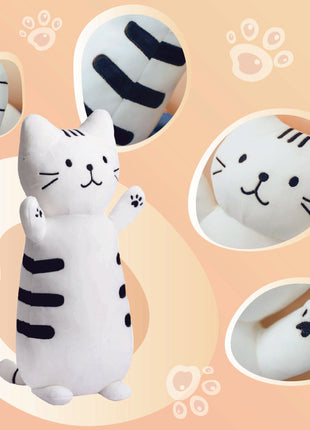 Adorable white cat plush toy shaped like a cute kitten, soft and squishy, perfect as a stuffed animal or pillow for kids. Great gift idea for cat lovers and fans of squishmallow-style plushies 3