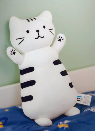 Adorable white cat plush toy shaped like a cute kitten, soft and squishy, perfect as a stuffed animal or pillow for kids. Great gift idea for cat lovers and fans of squishmallow-style plushies 4