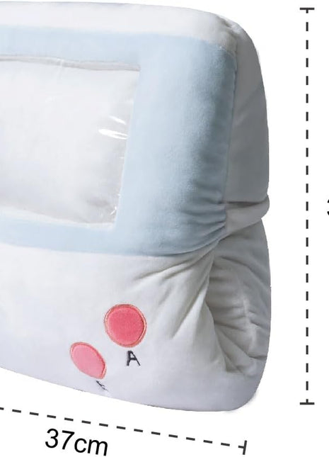 Adorable white game console-shaped plush toy with a soft blanket inside and a hand-warmer feature in its belly. This multi-functional stuffed animal offers comfort and warmth, making it a perfect squishmallow-style throw pillow or plushie for cozy relaxation. 2
