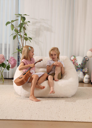Modern white Sherpa single sofa chair with premium sponge filling, offering ultimate comfort. Perfect as a single sofa bed, lounge chair, floor sofa, or lazy sofa, ideal for stylish living spaces and relaxation. 3