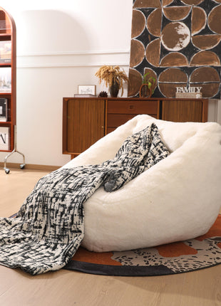 Modern white Sherpa single sofa chair with premium sponge filling, offering ultimate comfort. Perfect as a single sofa bed, lounge chair, floor sofa, or lazy sofa, ideal for stylish living spaces and relaxation. 7