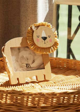 Wooden baby photo frame featuring a charming cartoon line design, baby showers gift, perfect as a decorative home ornament and keepsake, ideal for showcasing precious baby memories. 3

