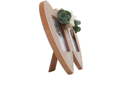 Wooden double photo frame featuring two interlocking hearts, each holding a photo, and adorned with a white flower. A perfect romantic gift for couples, weddings, or anniversaries, symbolizing love and togetherness. 5
