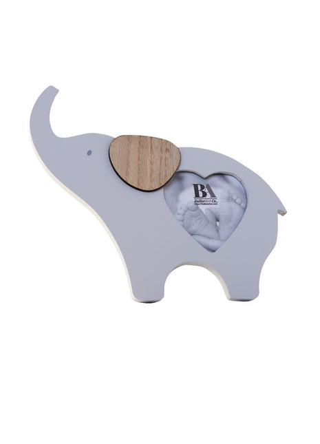 Wooden elephant-shaped baby photo frame with a photo slot in the belly, crafted as a charming home decor piece and keepsake, perfect for displaying baby pictures and enhancing nursery or home spaces. 1
