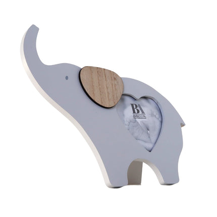 Wooden elephant-shaped baby photo frame with a photo slot in the belly, crafted as a charming home decor piece and keepsake, perfect for displaying baby pictures and enhancing nursery or home spaces. 2
