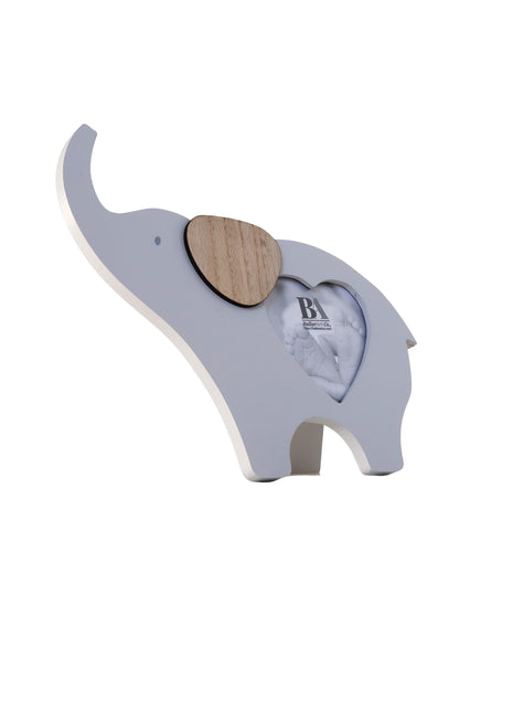 Wooden elephant-shaped baby photo frame with a photo slot in the belly, crafted as a charming home decor piece and keepsake, perfect for displaying baby pictures and enhancing nursery or home spaces. 2

