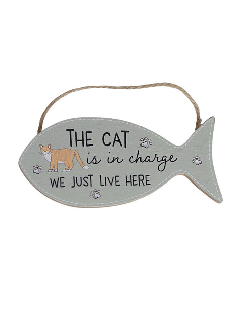 Charming wooden fish-shaped hanging decor featuring a cute cat design, perfect for cat lovers as a unique gift. Designed to hang on doors, walls, or display in any home space, this rustic wooden ornament adds a cozy and decorative touch to your living area. 1
