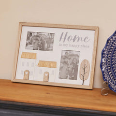 Wooden photo frame for two pictures, featuring the phrase "Home is My Happy Place" with rustic tree and house decorations, perfect for adding a cozy, countryside touch to your home decor. 3
