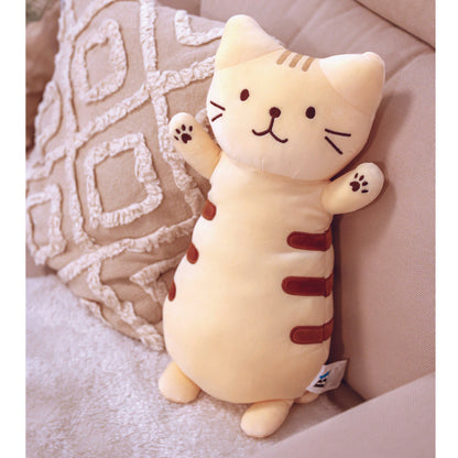 Adorable yellow cat plush toy shaped like a cute kitten, soft and squishy, perfect as a stuffed animal or pillow for kids. Great gift idea for cat lovers and fans of squishmallow-style plushies 4